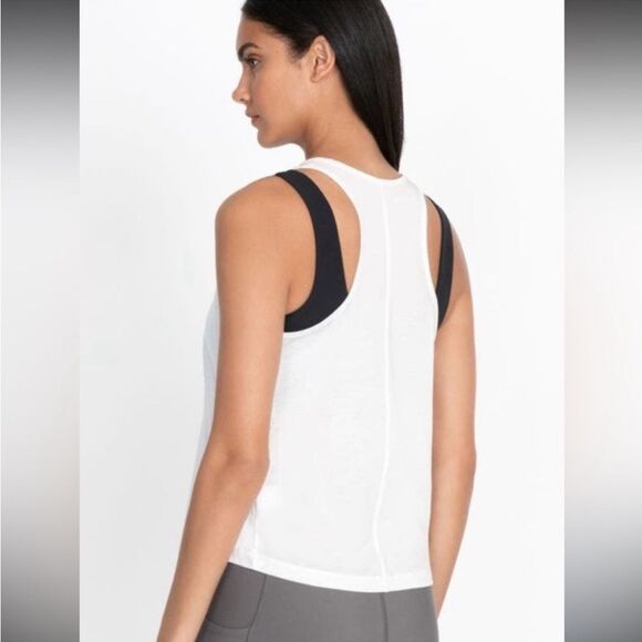Johnny Was Calme Effect Racerback Tank In White - Picture 2 of 4